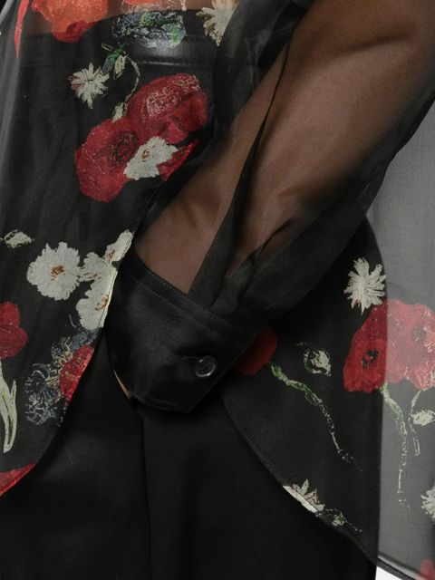 KHAITE floral sheer shirt - Black
