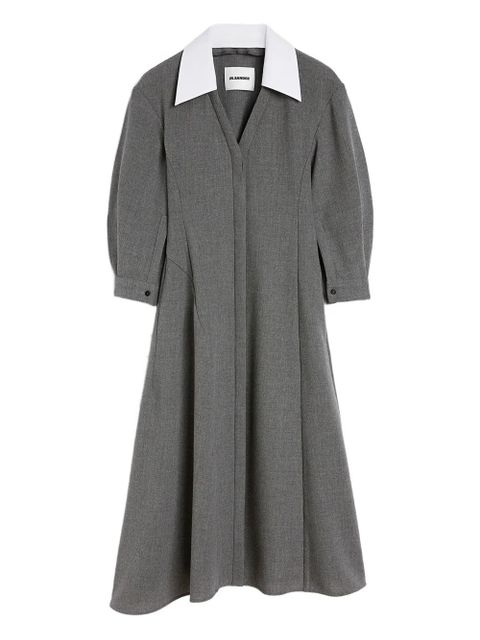 Jil Sander contrasting-collar midi dress - Grey - zdjęcie produktu nr 1