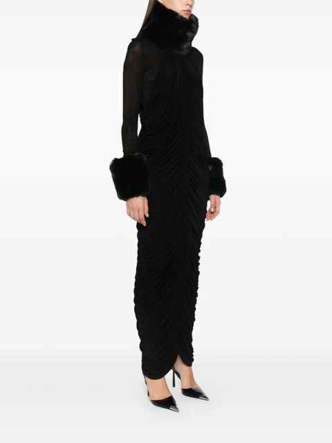 Magda Butrym faux-fur trim maxi dress - Black - zdjęcie produktu nr 2