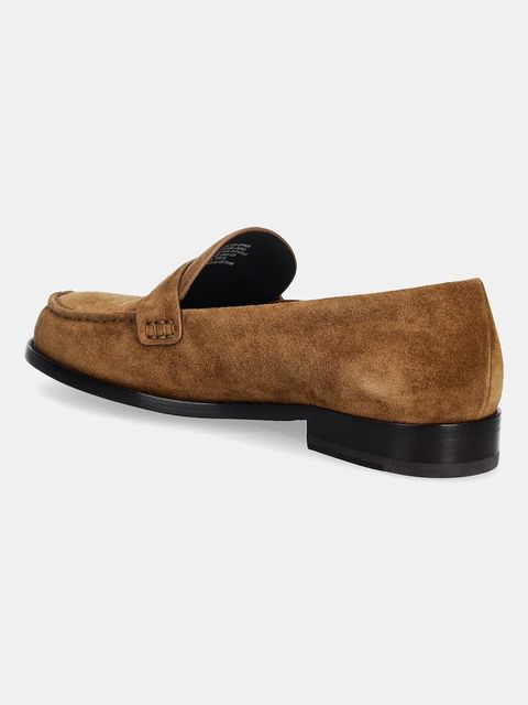 Tory Burch mokasyny zamszowe Classic Penny Loafer damskie kolor brązowy na płaskim obcasie 178119.200