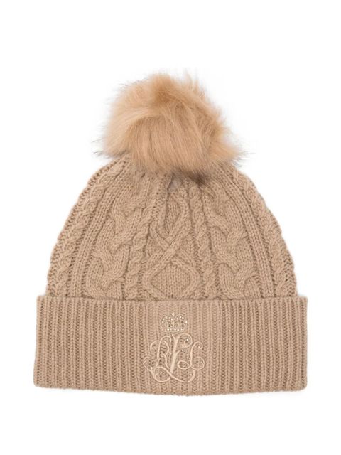 Lauren Ralph Lauren cable-knit pompom beanie - Brown - zdjęcie produktu nr 1