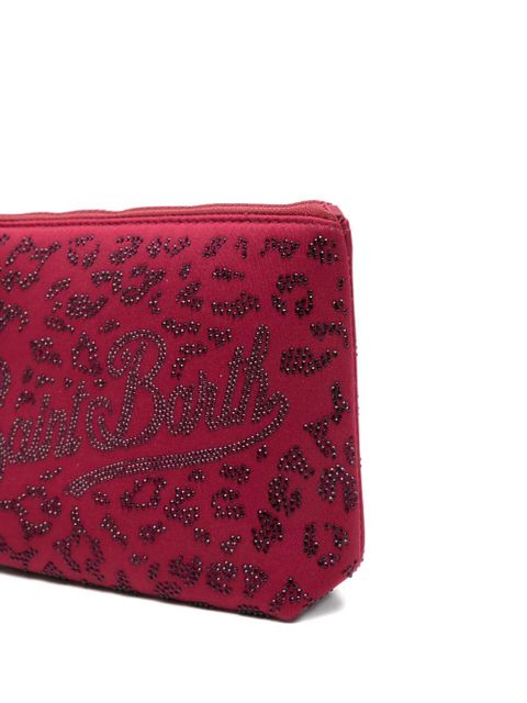 MC2 Saint Barth Aline crystal-embellished leopard-pattern clutch bag - Red