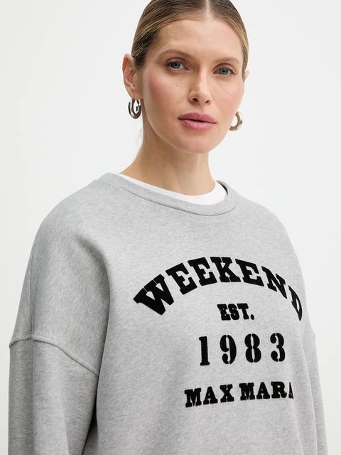 Weekend Max Mara bluza bawełniana GOMMOSO damska kolor szary z nadrukiem 2615921041600