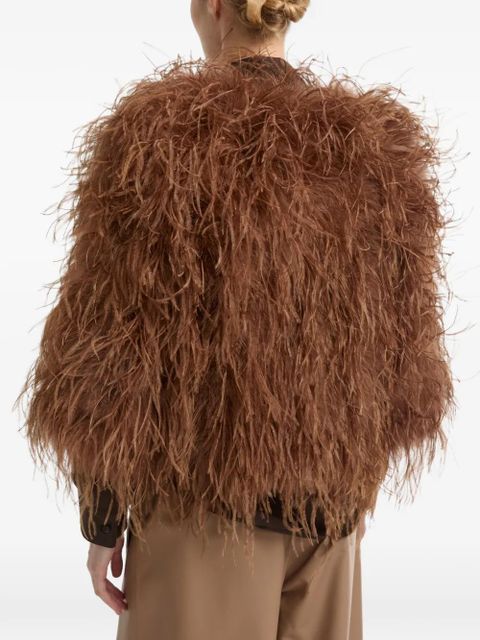 Yves Salomon cropped feather jacket - Brown