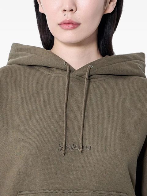 Saint Laurent logo-embroidered hoodie - Green