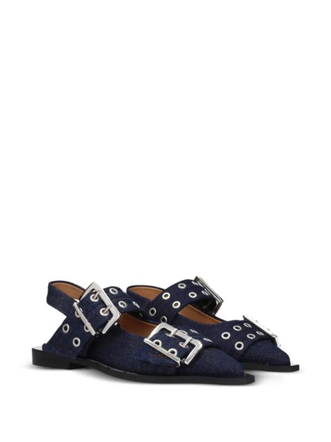 GANNI buckle-detail eyelet sandals - Blue - zdjęcie produktu nr 2