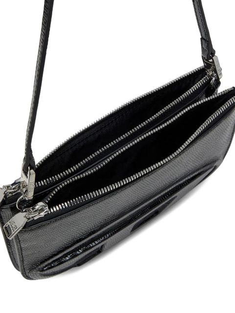 Diesel Twin-Double-pouch embossed-leather shoulder bag - Black