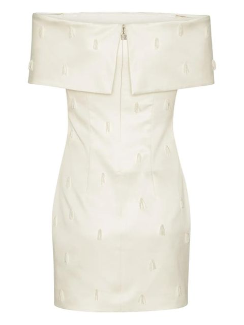 ROTATE BIRGER CHRISTENSEN off-shoulder beaded minidress - White