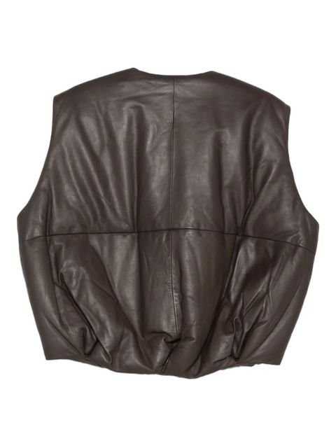 Alysi quilted leather vest - Brown