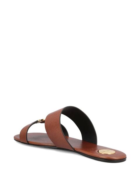 Saint Laurent Babylone double-strap logo-detail calfskin sandals - Brown