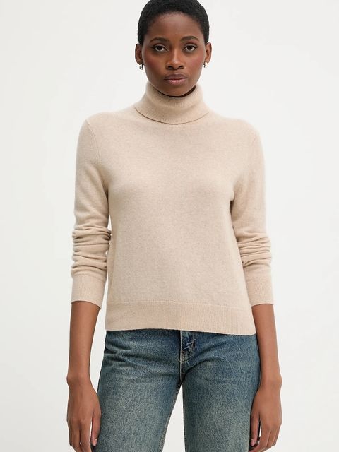 United Colors of Benetton sweter kaszmirowy kolor beżowy lekki z golfem 1033D202D - zdjęcie produktu nr 1