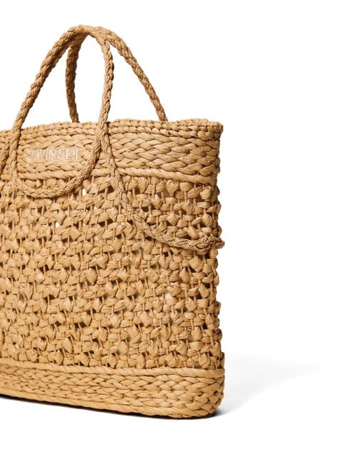 TWINSET raffia tote bag - Neutrals