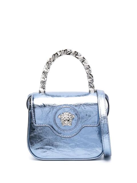 Versace La Medusa metallic leather mini bag - Blue - zdjęcie produktu nr 1