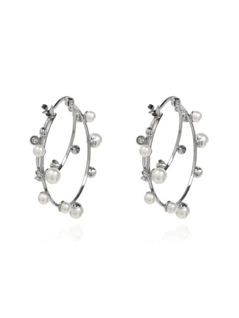 Tory Burch pearl-embellished hoop earrings - Silver