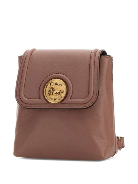 Chloé logo-plaque leather backpack - Brown - zdjęcie produktu nr 2