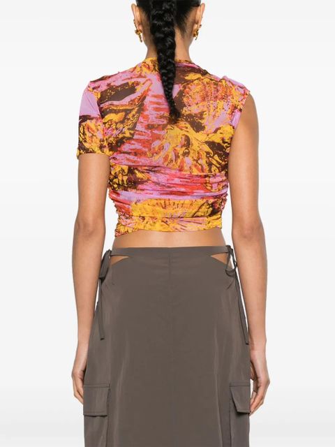 PINKO abstract-print asymmetric blouse