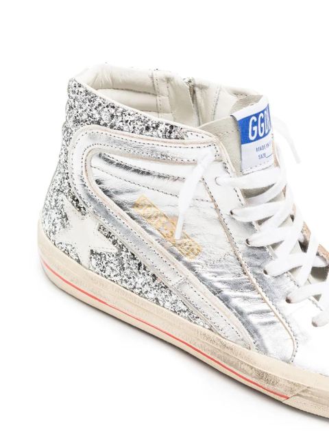 Golden Goose logo-patch lace-up sneakers - Silver