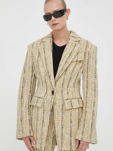 Day Birger et Mikkelsen marynarka kolor beżowy jednorzędowa wzorzysta - zdjęcie produktu nr 1