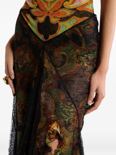 ETRO lace-detail floral maxi skirt - Black