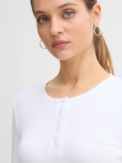 Calvin Klein Jeans longsleeve kolor biały LV047E201G