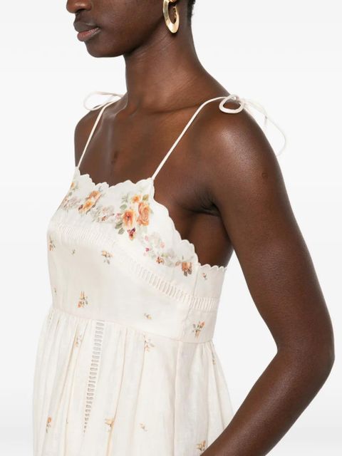 ZIMMERMANN Patience cami floral embroidered midi dress - Neutrals