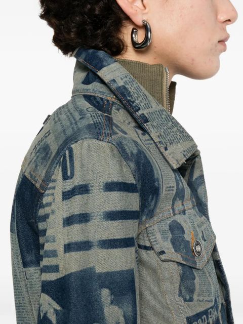 Jean Paul Gaultier newspaper-print denim jacket - Blue