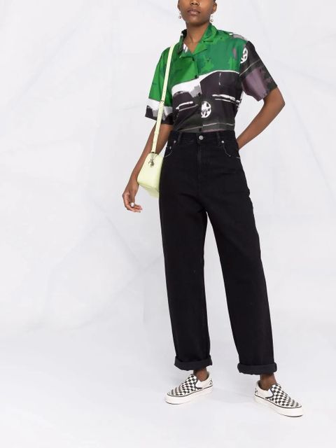 Golden Goose logo-patch straight-leg trousers - Black