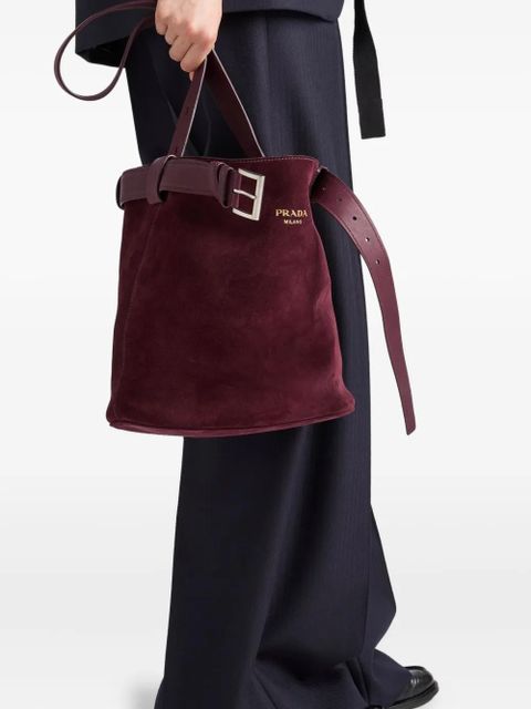 Prada small buckle-belted suede bag - Red - zdjęcie produktu nr 2