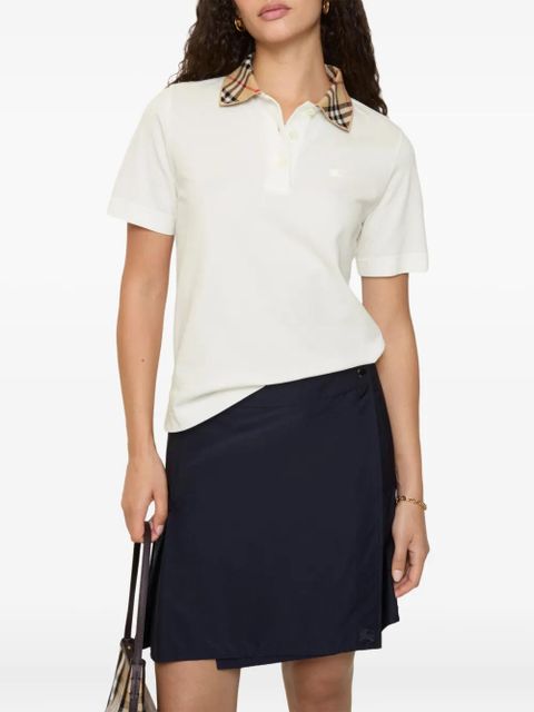 Burberry check collar equestrian knight polo shirt - Neutrals