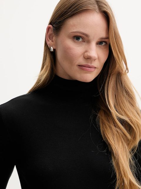 Polo Ralph Lauren sweter damski kolor czarny lekki z golfem 211976982