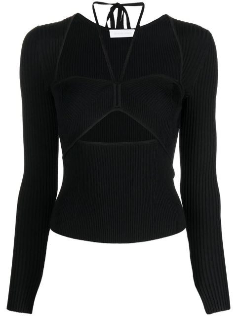 Simkhai Alexia neck-tie ribbed top - Black - zdjęcie produktu nr 1