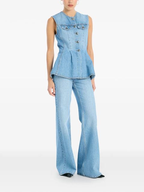 ROTATE BIRGER CHRISTENSEN flared denim top - Blue