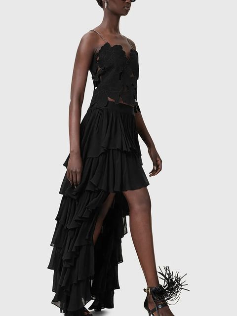 AllSaints spódnica CAVARLY kolor czarny maxi rozkloszowana W072RC