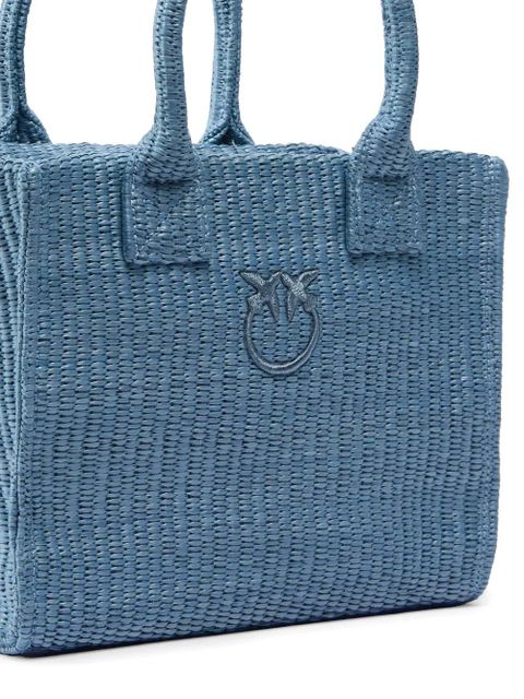 PINKO woven Love Birds tote bag - Blue