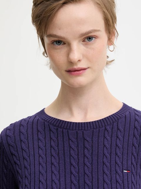 Tommy Jeans sweter bawełniany damski kolor fioletowy lekki DW0DW22165