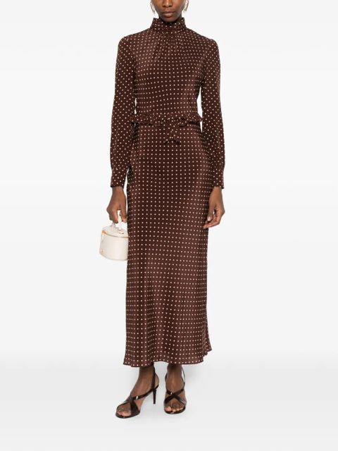 Alessandra Rich polka dot print high-neck midi dress - Brown - zdjęcie produktu nr 2