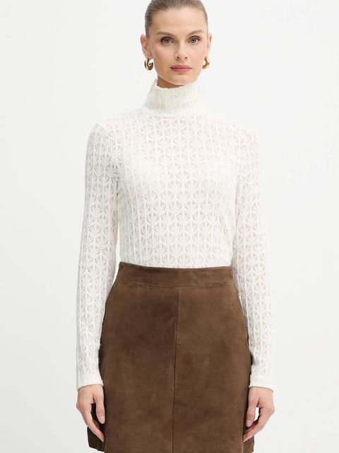 Pinko sweter damski kolor beżowy lekki z półgolfem 105979 A2YI - zdjęcie produktu nr 1