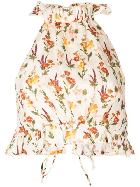 Agua By Agua Bendita Nardo Clementina floral-print cropped top - Neutrals - zdjęcie produktu nr 1