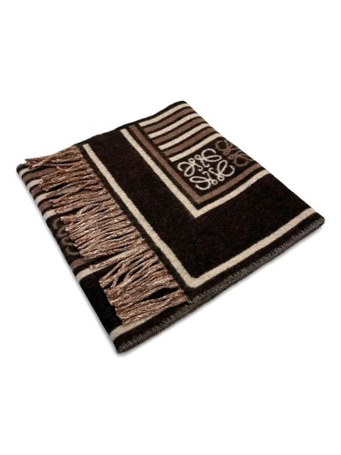 LOEWE fringed logo scarf - Brown - zdjęcie produktu nr 1