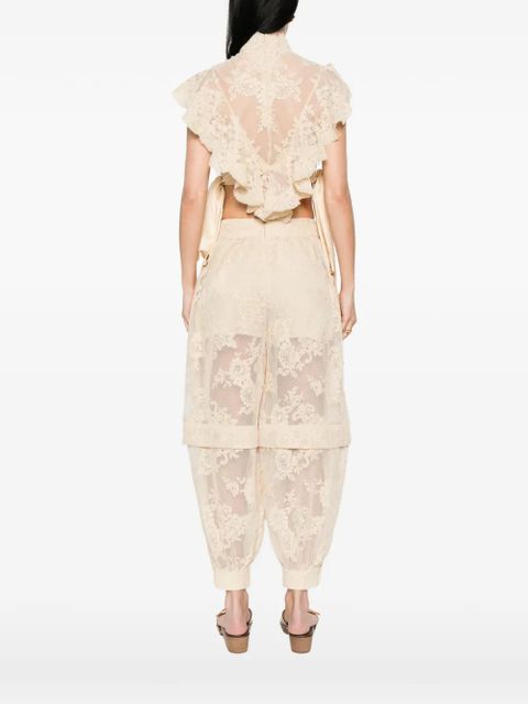 ZIMMERMANN Luna lace ruffled top - Neutrals