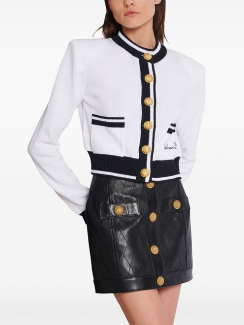 Balmain Balmain Signature logo-embroidered cardigan - White