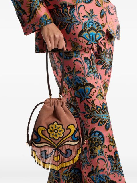 ETRO Small Kalispera beaded fringed suede bucket bag - Brown - zdjęcie produktu nr 2