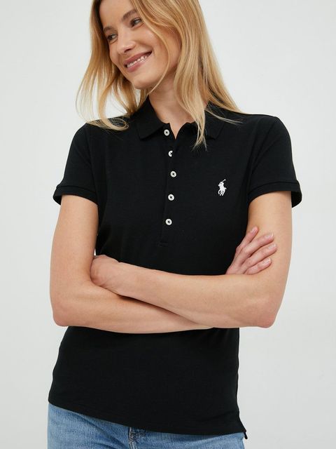 Polo Ralph Lauren polo damski kolor czarny z kołnierzykiem - zdjęcie produktu nr 2