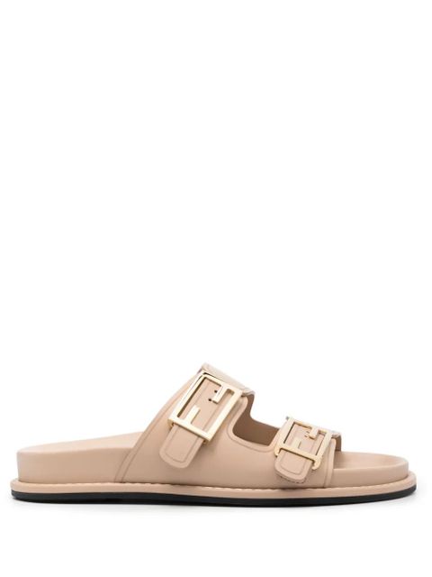 FENDI Fendi Feel logo-buckle slides - Neutrals - zdjęcie produktu nr 1