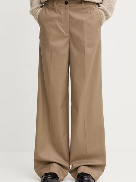 Marc O'Polo spodnie damskie kolor beżowy szerokie high waist 600001910009 - zdjęcie produktu nr 1