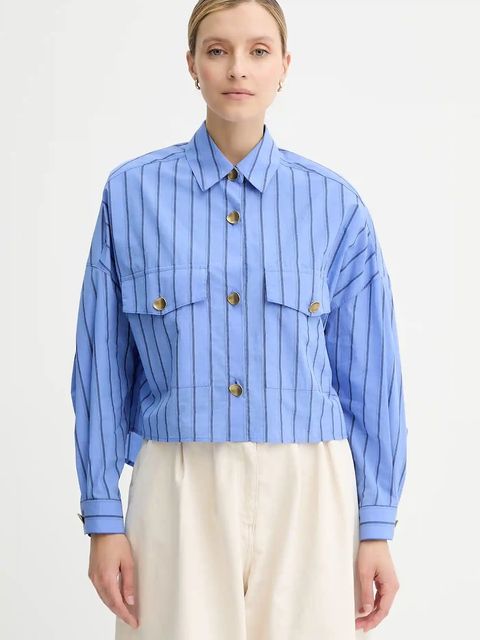 Sessun koszula damska kolor niebieski relaxed z kołnierzykiem klasycznym 25110003