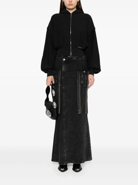 Alexander Wang cropped zip-up cotton hoodie - Black