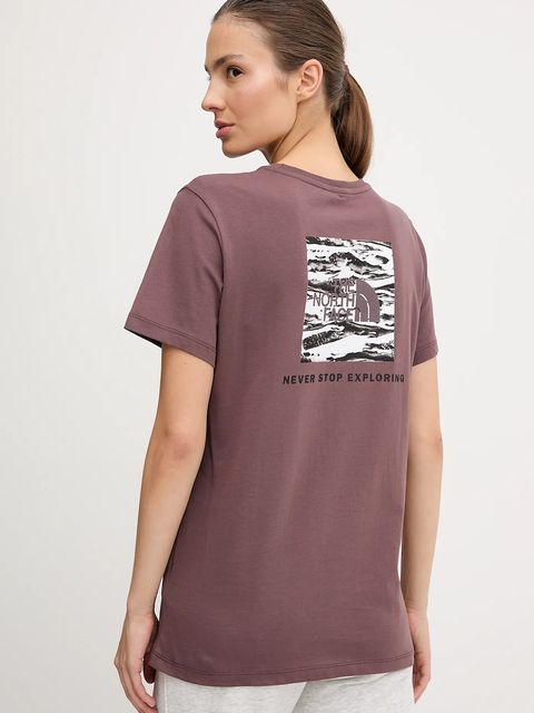 The North Face t-shirt bawełniany damski kolor bordowy NF0A8E3JES91 - zdjęcie produktu nr 1