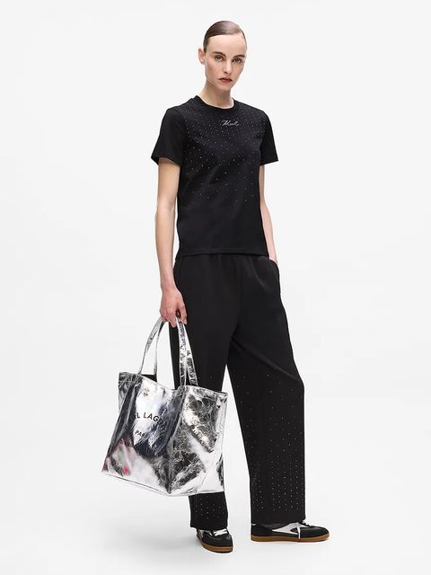 Karl Lagerfeld t-shirt bawełniany damski kolor czarny A4W17050