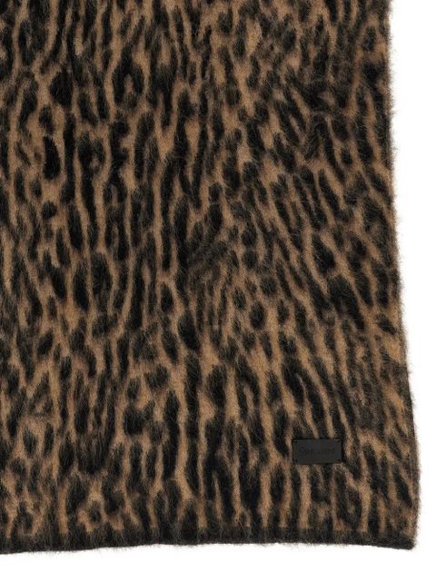 Saint Laurent leopard-print knit scarf - Brown - zdjęcie produktu nr 2